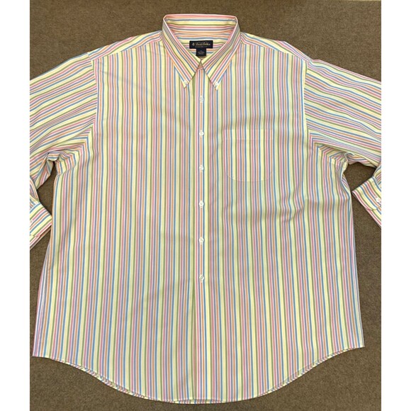 Brooks Brothers Button Shirt Mens 2XL Long Sleeve Non Iron Striped Preppy Cotton - Picture 1 of 7